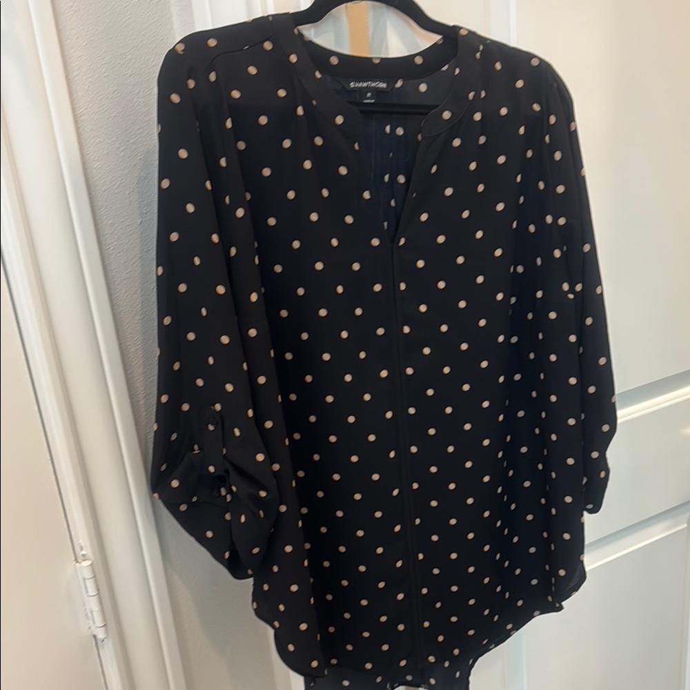 41 Hawthorn Black and White Boxy Blouse with 3/4 Sleeves